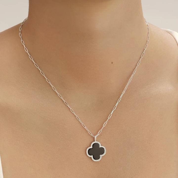 Image du produit Charles Garnier Collier en argent, agate noire, oxyde de zirkonium (Argent, Oxyde de zirconium, Noir)
