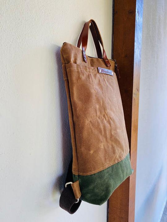 Actual product image Only-Bags.Store Waxed canvas backpack - caramel dark green, backpack, Macbook 13" backpack, backpack