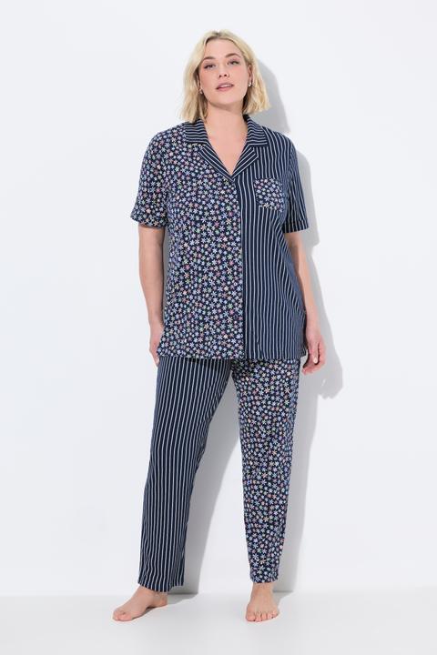 Produktbild Ulla Popken Pyjama, Mustermix, Reverskragen, Halbarm (58)