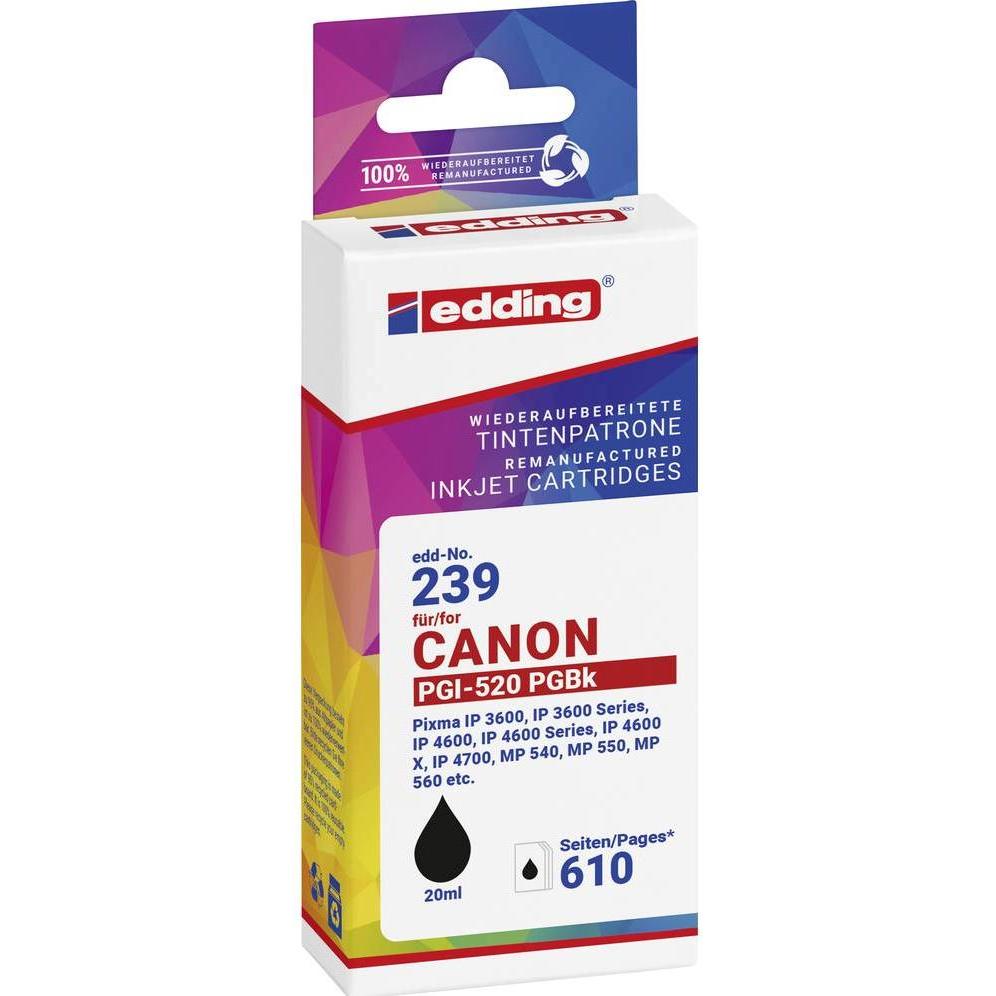Edding, Druckerpatrone, EDD-239 schwarz Druckerpatrone kompatibel zu Canon PGI-520 BK