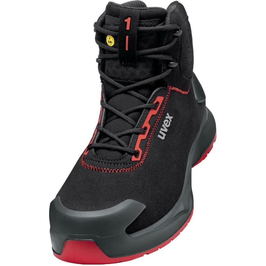 Uvex Sports, Sicherheitsschuhe, uvex 1 x-craft Stiefel S3L 68042 schwarz, rot Weite 11 Grösse 35 (S3, 35)
