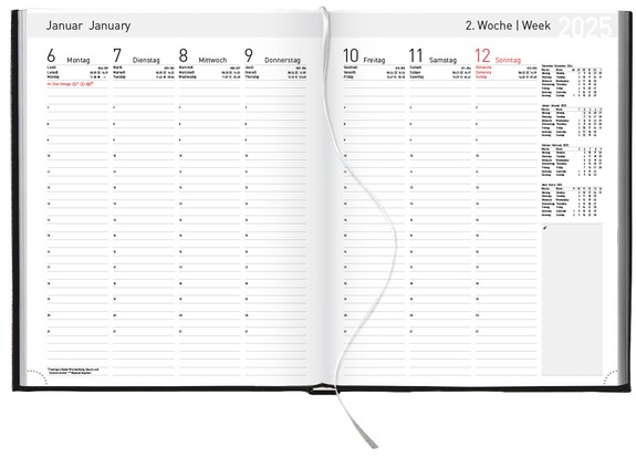 Nährwerte und Zutaten Buchkalender Manager-Timer Balaton schwarz 2025 (A4, Deutsch)
