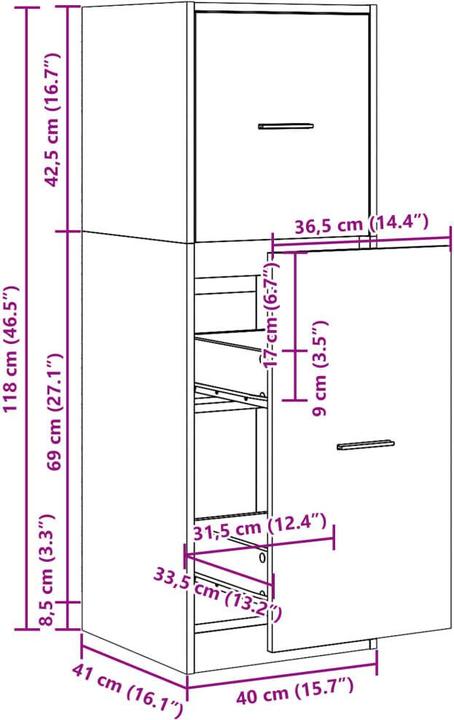 Produktbild vidaXL Apothekerschrank (40 x 41 x 118 cm)
