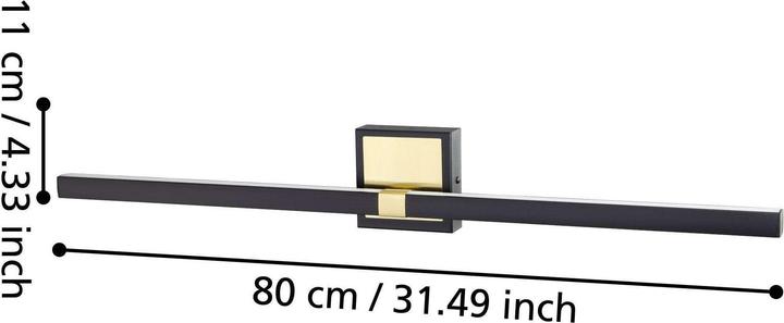 Actual product image EGLO 900929 PEGUERA LED wall/ceiling light 17.5W Black Brass Brushed White Warm white IP44 (2000 lm)