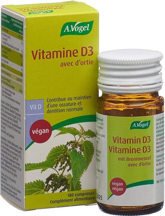 Produktbild A. Vogel Vitamin D3 mit Brennnessel Tabl (180 Stück, Tabletten, 74 g)