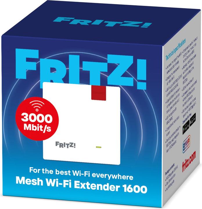 Produktbild FRITZ! Repeater 1200 AX International + Wi-Fi Extender 1600 (2400 Mbit/s, 600 Mbit/s)