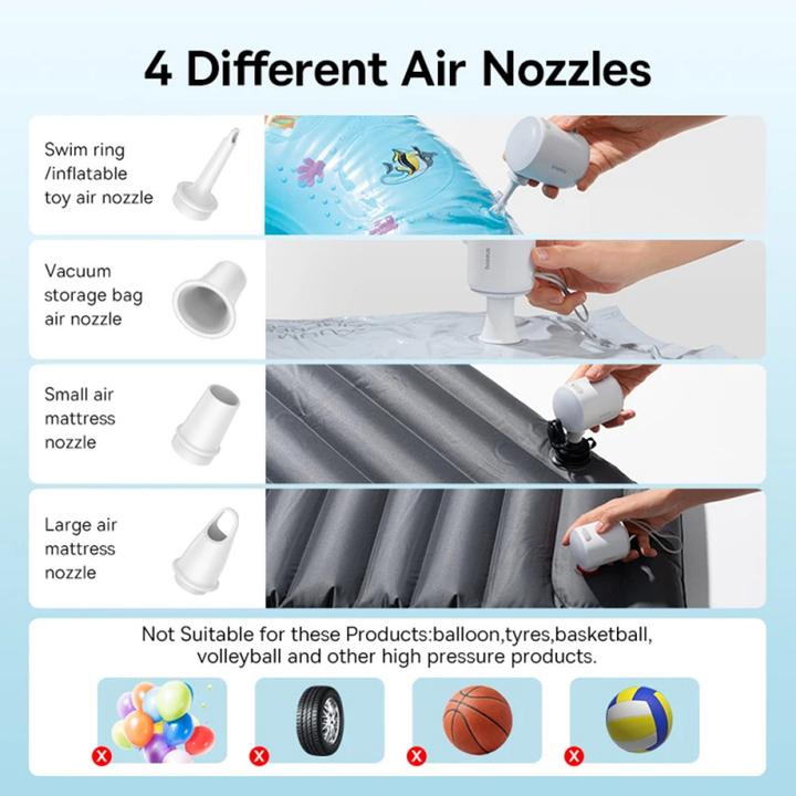 Actual product image Baseus Portable Air Pump PocketGo (White)