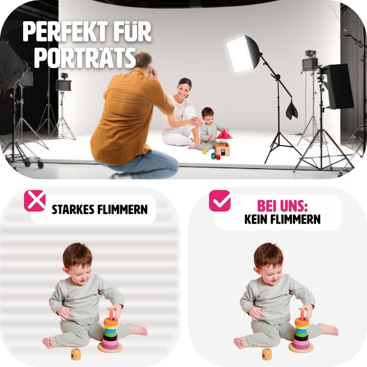 Productafbeelding tectake 3 studiolampen met softbox, statief en tas (Studiolicht)