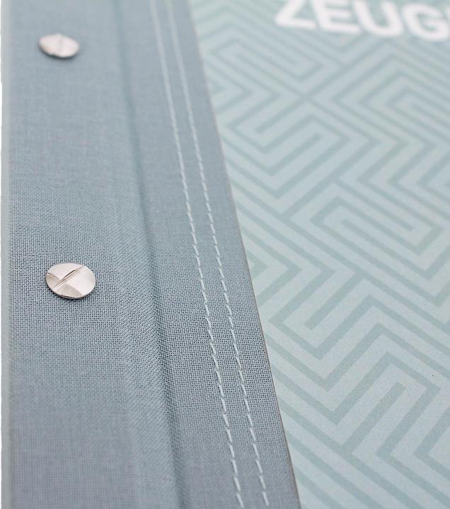 Produktbild Roth Zeugnismappe Pattern mit Buchschrauben ""Dusty Mint"" farbiger Metallic-Leineneinband mit Buchschrau (A4, 1x)