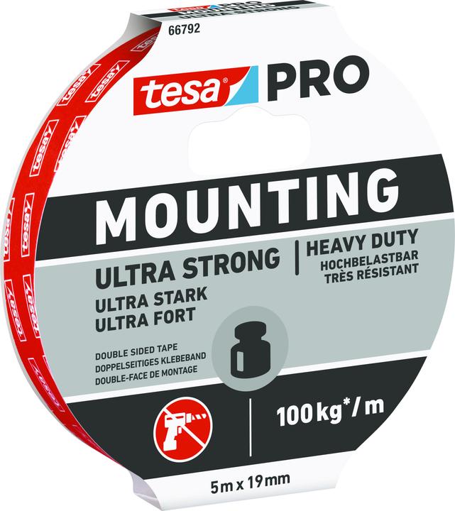 Immagine prodotto tesa Nastro di montaggio PRO Mounting UNIVERSAL, biadesivo, autoadesivo (19 mm)