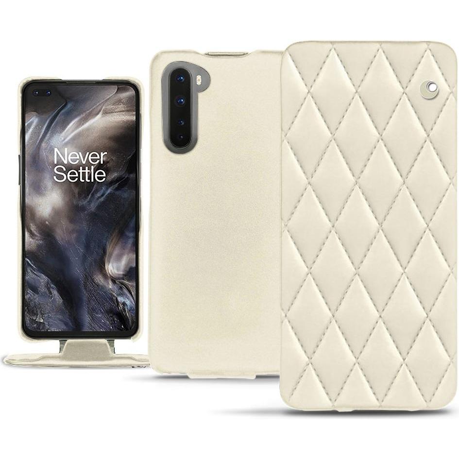 Noreve Lederschutzhülle vertikal (OnePlus Nord), Smartphone Hülle, Weiss