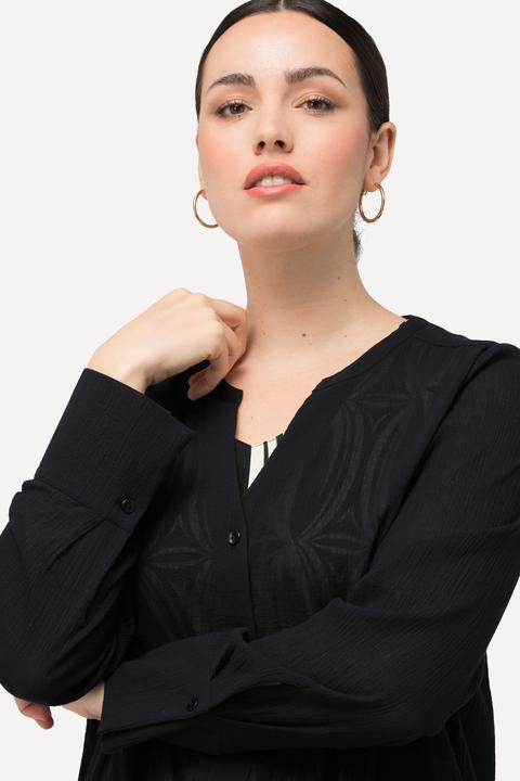 Produktbild Ulla Popken Longbluse, Struktur, A-Linie, Tunika-Ausschnitt, Langarm (42, 44)