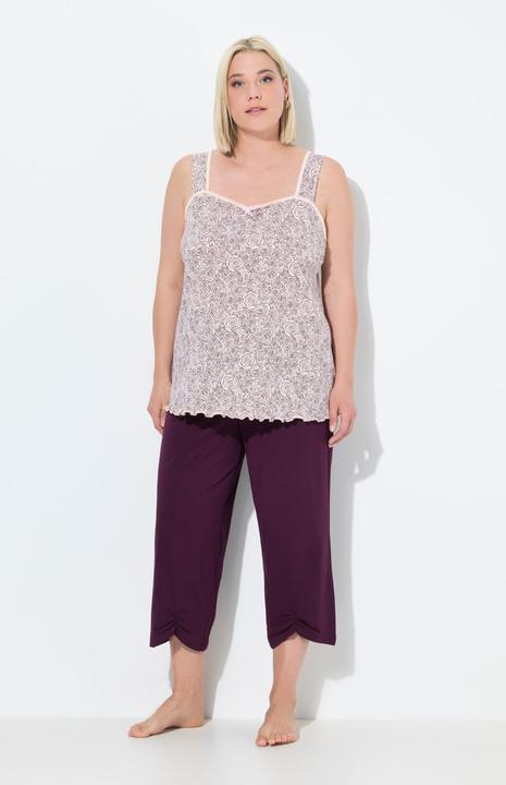 Produktbild Ulla Popken Pyjama, Rosen, Raffung, 3/4-Hose, Taschen, ärmellos (54)
