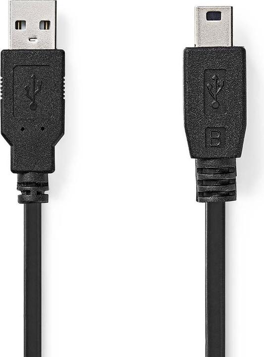 Actual product image Nedis USB cable | USB 2.0 | USB-A male | USB Mini-B 5 pin male | 480 Mbps | Nickel-plated | 5.00 (5 m, USB 2.0)