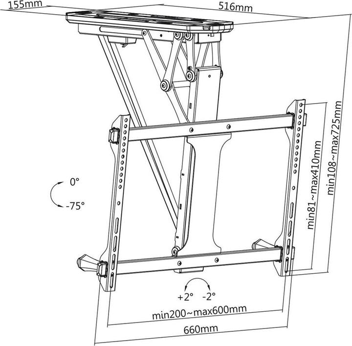 Produktbild Maclean UCHWYT DO TV ELEKTRYCZNY SUFITOWY 32 -70 35KG MC-880T (Decke, 70", 35 kg)