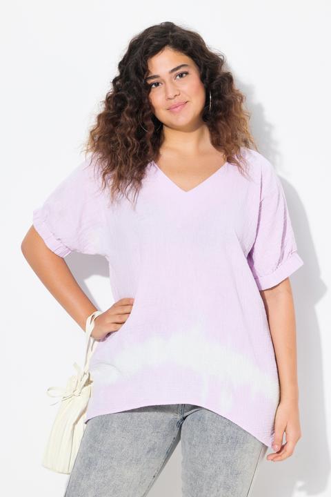 Immagine prodotto Ulla Popken Maglia in mussola dal taglio oversize con scollo a V e mezze maniche (54)