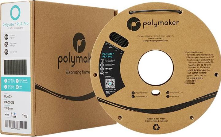 Produktbild Polymaker PolyLite PLA Pro - Black - 2.85mm (PLA, 2.85 mm, 1000 g)