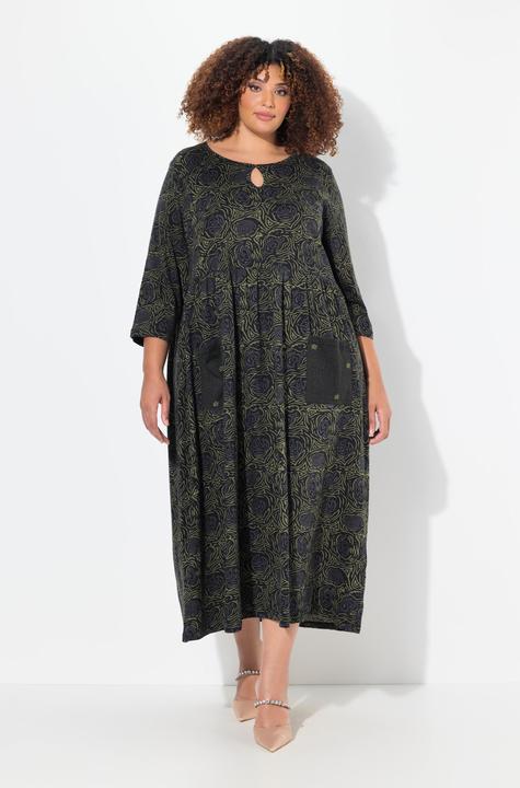 Produktbild Ulla Popken Jerseykleid, A-Linie, Blumendruck (62)