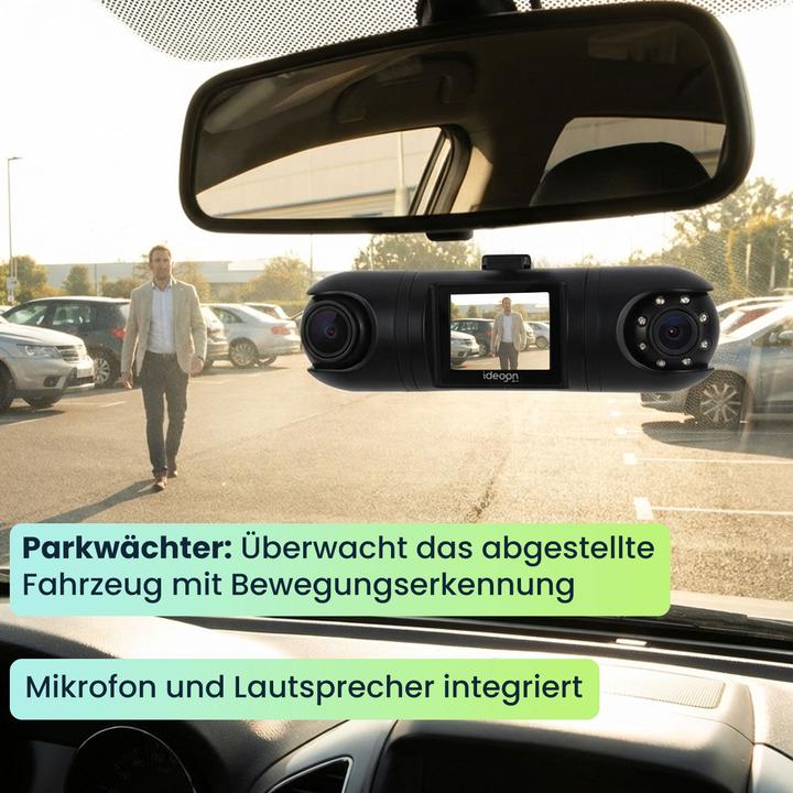 Immagine prodotto Ideoon Dashcam doppia QHD (Display integrato, Microfono incorporato, Ricevitore GPS, Visione notturna, QHD)