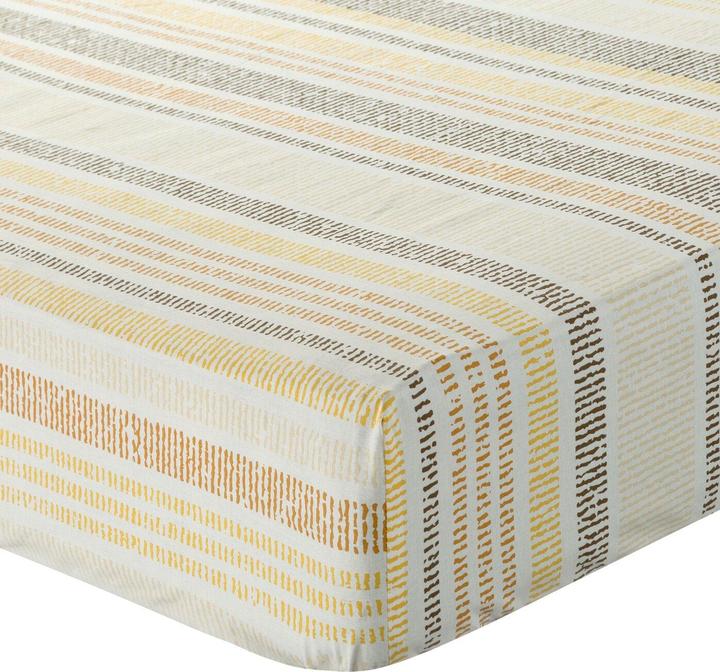 Productafbeelding Eurofirany Spannbettlaken 160x200 cm, Senffarbe, weiss, gestreifte Baumwolle, 105 g/m2 DRUCK (160 x 200 x 30 cm)