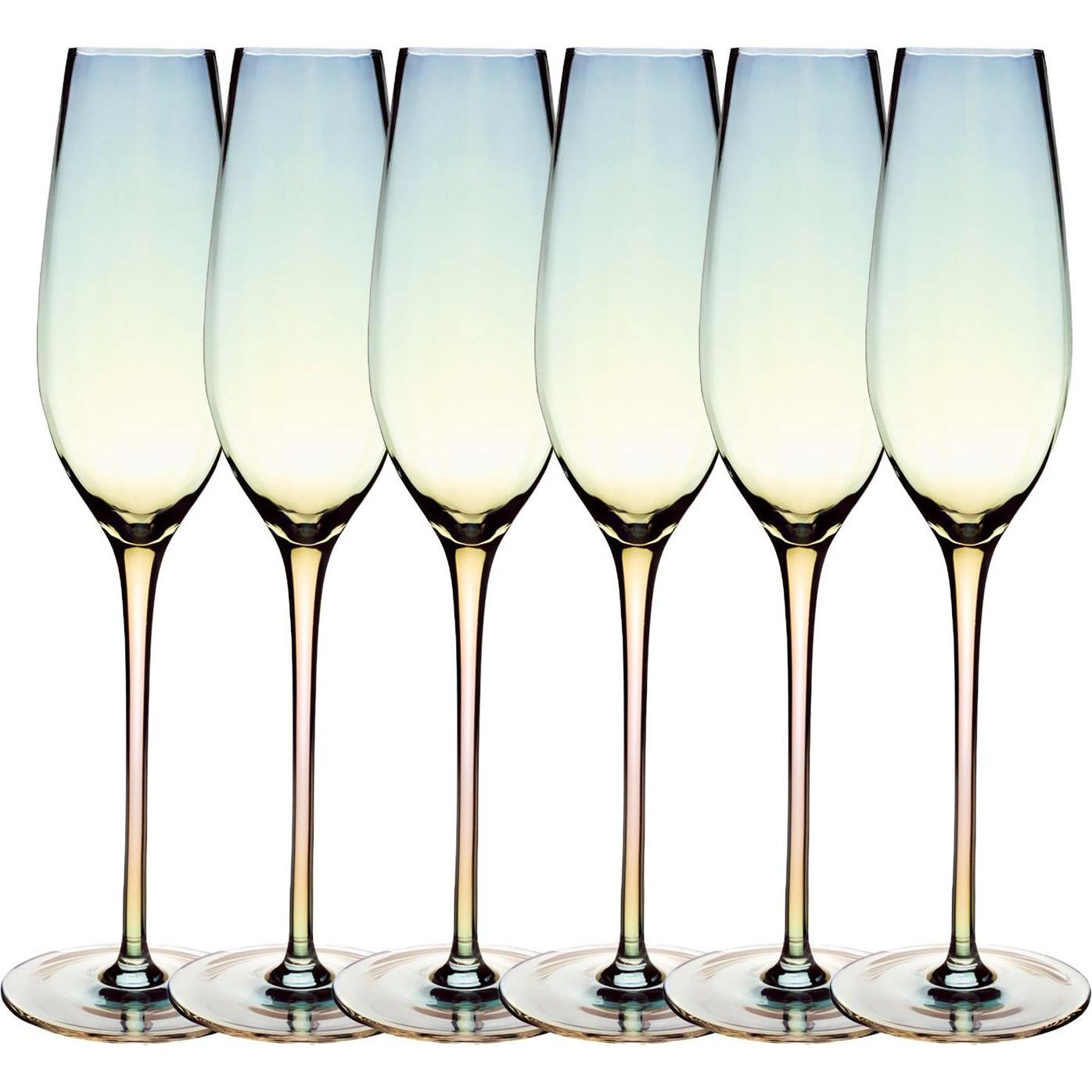 Intirilife Champagner Sekt Glas Set 200 ml, Weingläser, Transparent
