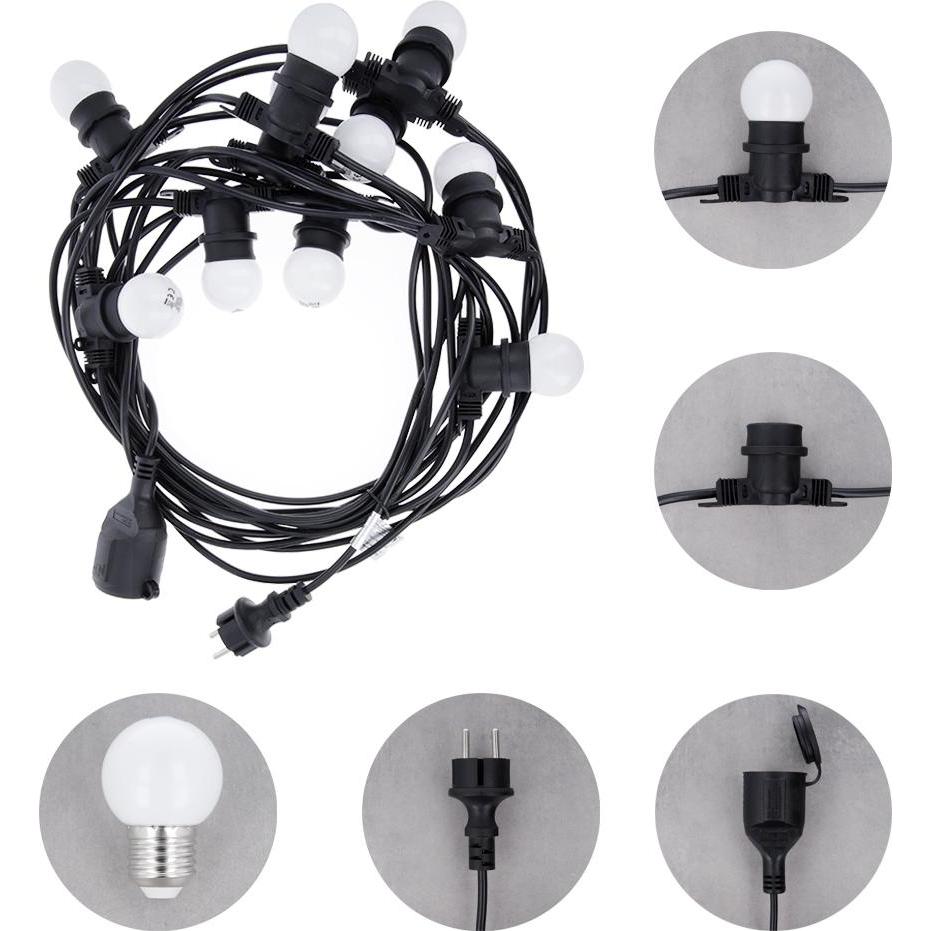 Thumbnail - Forever Light, Lichterkette, Lichtgirlande 12m +10 Glühbirnen G45 2W weiss IP65 (12 m)