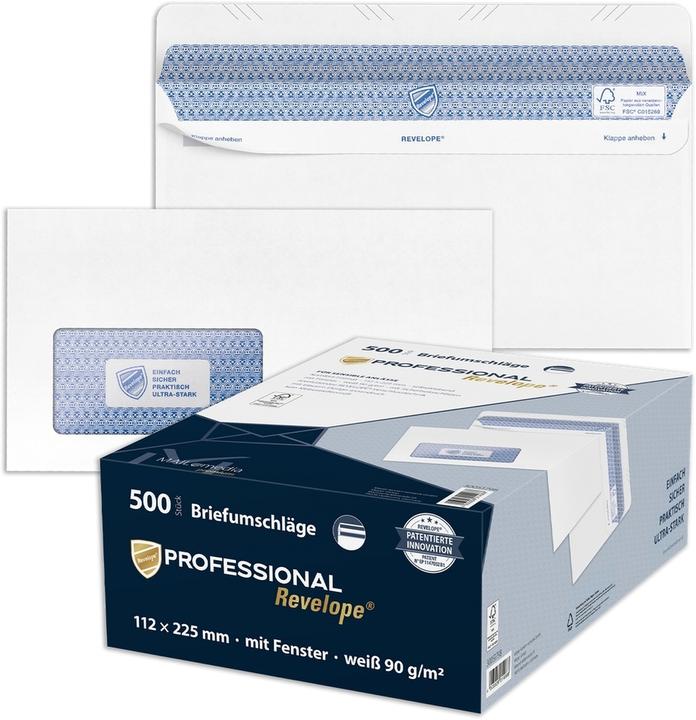 Produktbild Mailmedia PROFESSIONAL 30051798 Briefumschlag REVELOPE, 112 x 225 mm, mit Fenster (500x)