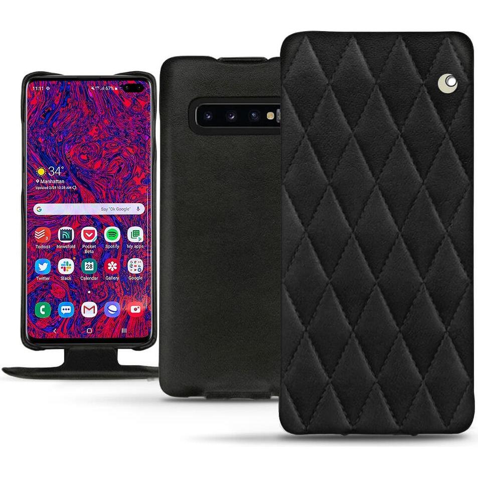 Noreve Lederschutzhülle vertikal (Samsung Galaxy S10 5G), Smartphone Hülle, Schwarz