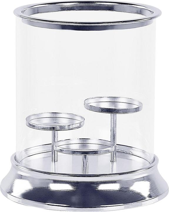 Produktbild Beliani Kerzenständer Glas / Eisen silber 3-flammig 24 cm CILEGON