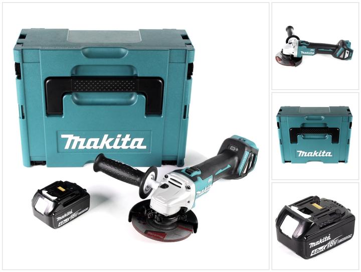 Actual product image Makita DGA 511 M1J Battery angle grinder 18V 125mm Brushless + 1x battery 4,0Ah + Makpac - without charger (125 mm)