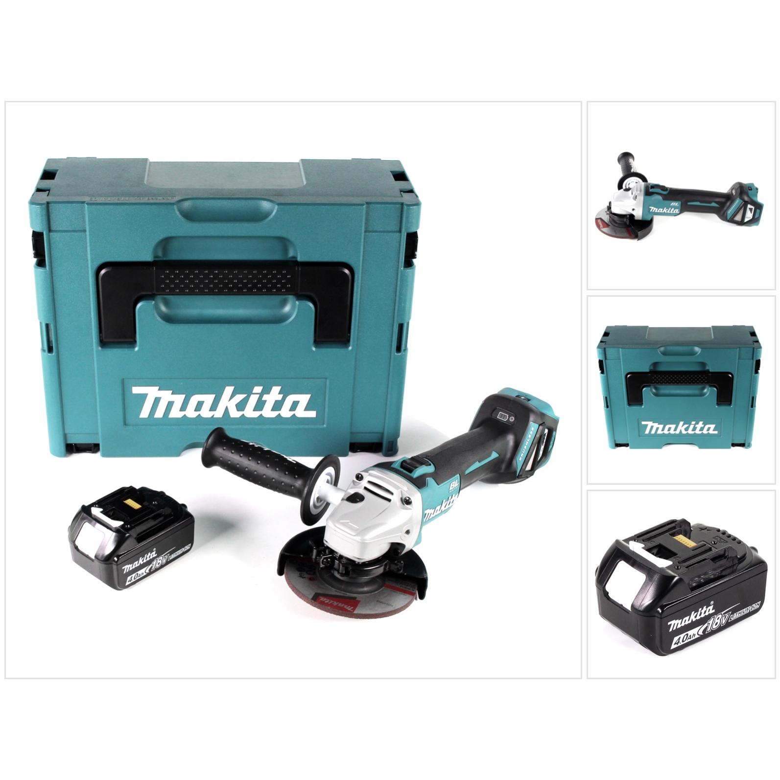 Makita, Winkelschleifer, DGA 511 M1J Akku Winkelschleifer 18V 125mm Brushless + 1x Akku 4,0Ah + Makpac - ohne Ladegerä (...