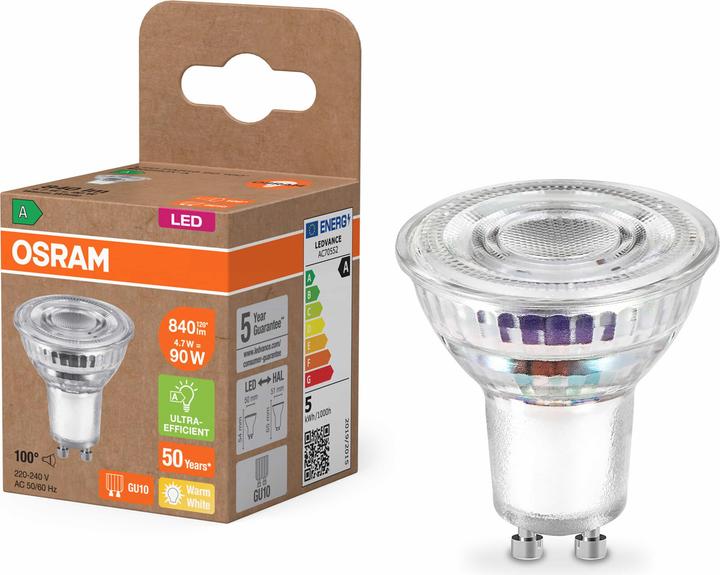 Produktbild Osram 4099854267840 LED-Reflektorlampe EEK A - G GU10 Reflektor (GU10, 4.70 W, 840 lm, 1 x, A)