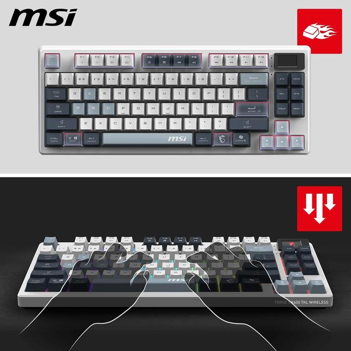 Actual product image MSI FORGE GK600 TKL W SKY FR (FR, Cable, Wireless)