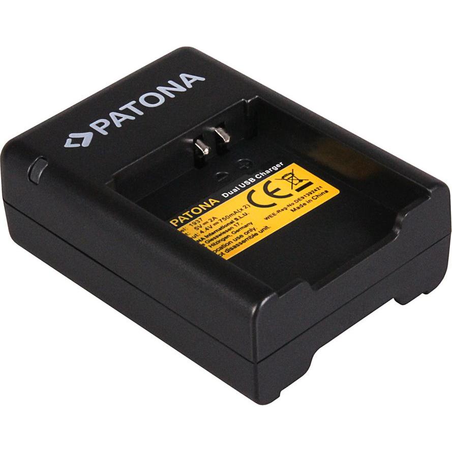 Patona Doppio caricatore rapido f. f. Samsung Gear 360 EB-BC200ABE incl. cavo Micro-USB (Caricabatterie per fotocamere), Alimentatore fotocamera