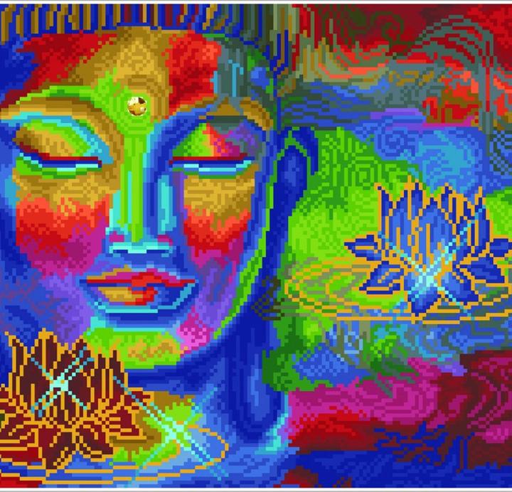 Actual product image Diamond Dotz Diamond Painting Buddha and lotus flowers