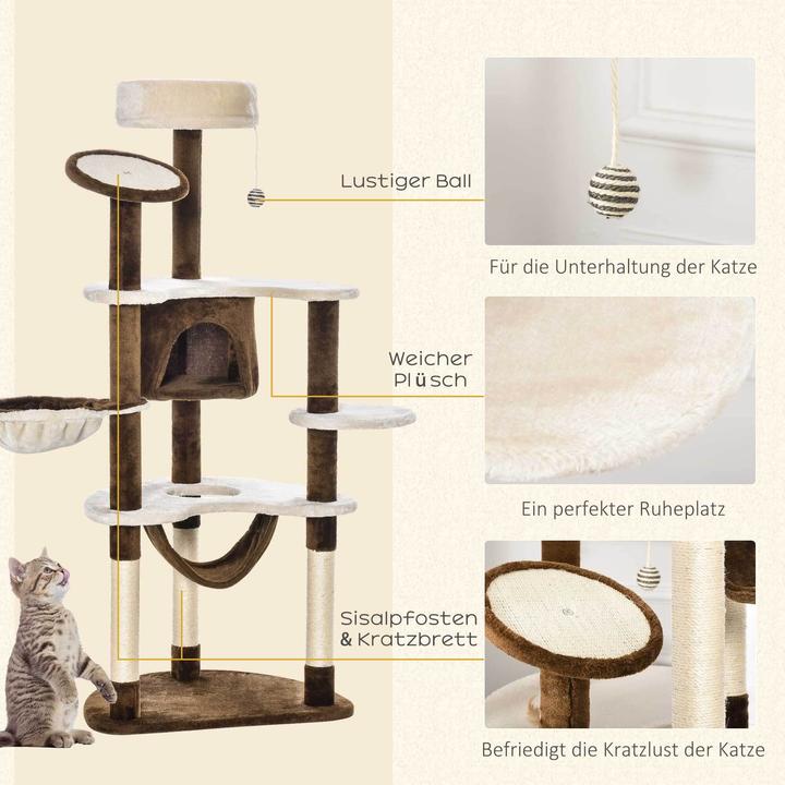 Actual product image PawHut Cat tree with sisal columns (153 cm, Coffee brown)