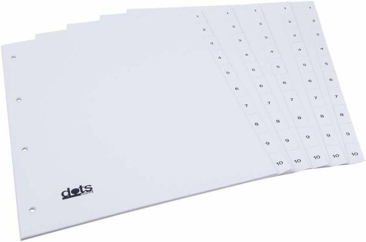 Dots Ordnerregister Vollformat 1-10 weiss 10-teilig, 5 Satz