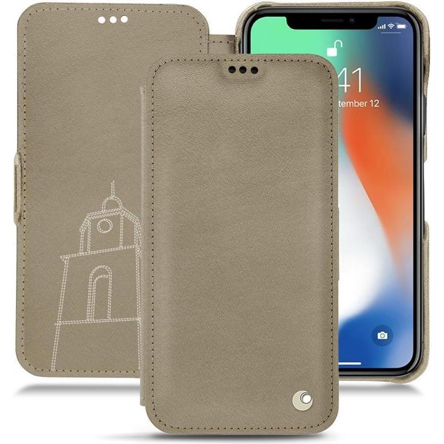 Noreve Lederschutzhülle horizontal (Apple iPhone XS Max), Smartphone Hülle, Beige