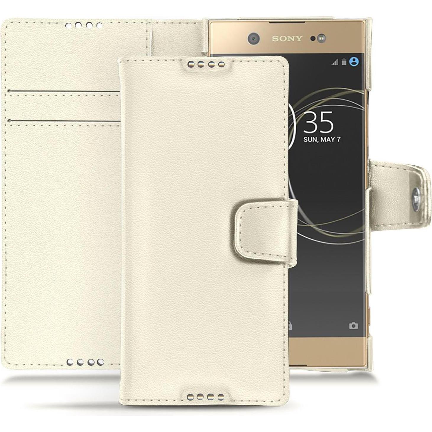Noreve Lederschutzhülle Wallet (Sony Xperia XA1 Ultra), Smartphone Hülle, Weiss