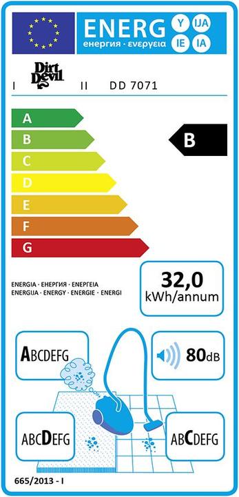 Energie-Label Dirt Devil Rebel 73HF