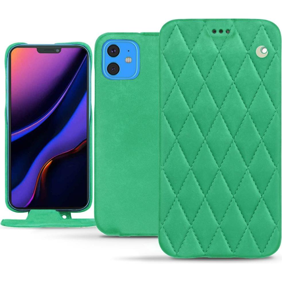 Noreve Lederschutzhülle vertikal (Apple iPhone 11), Smartphone Hülle, Grün