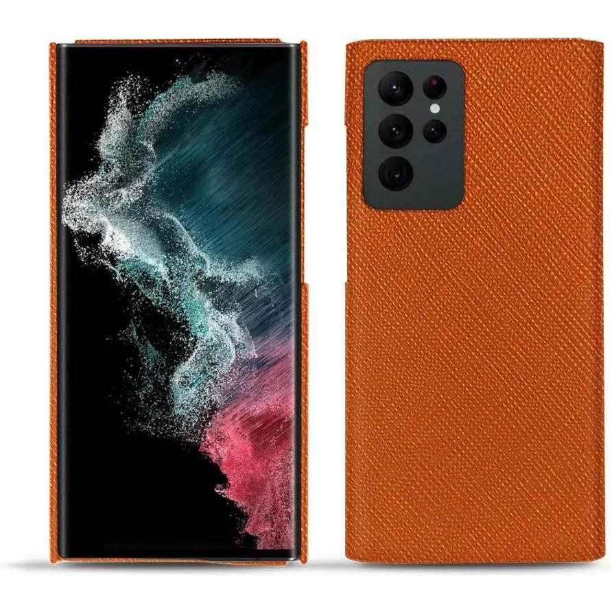 Noreve Lederschutzhülle (Samsung Galaxy S22 Ultra), Smartphone Hülle, Orange