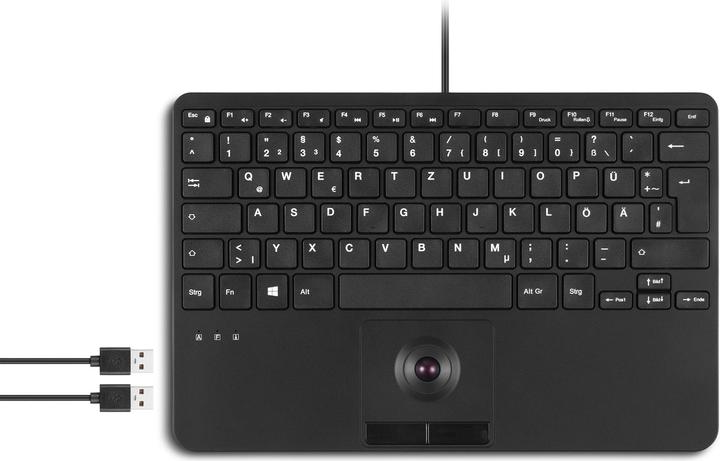 Actual product image Perixx PERIBOARD-526 H EN, Wired mini USB keyboard with trackball - scissor keys - 2 USB ports (DE, Cable)