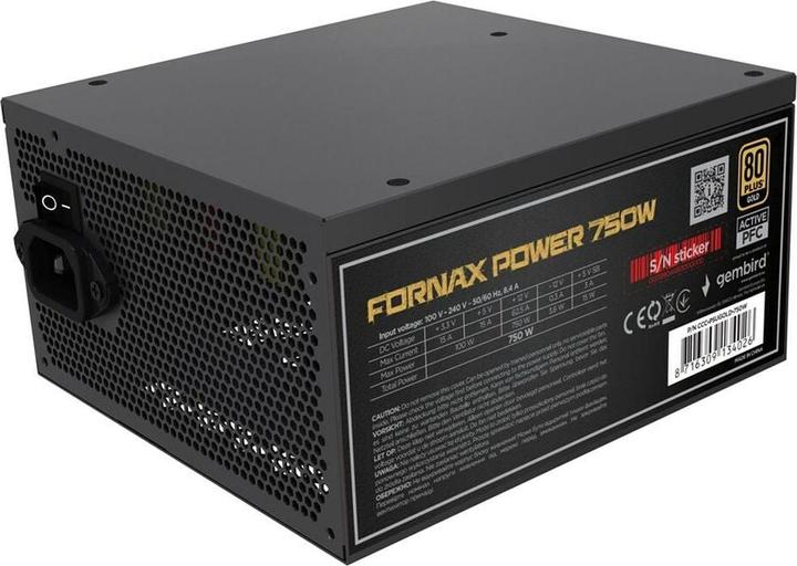 Produktbild Gembird CCC-PSUGOLD-750W Netzteil Fornax Power 750W aktiv PFC 12cm Lüfter 80+Gold (750 W)