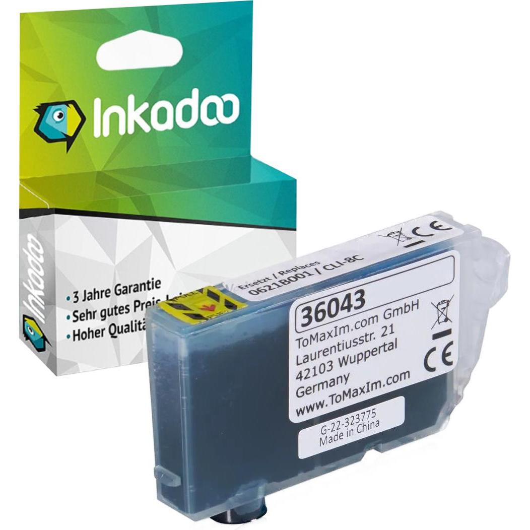 Inkadoo, Druckerpatrone, Druckerpatronen kompatibel zu Canon 0621B001 / CLI-8C Tintenpatrone, cyan Cyan (C)