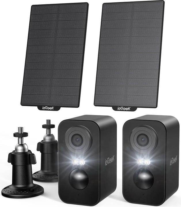 IeGeek 2K Überwachungskamera mit Solarplatten (2 Stück) (2304 x 1296 Pixels)