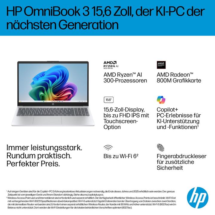 Produktbild HP OmniBook 3 NGAI 15-fn0653ng 39,6cm (15,6 ) AI5 16GB 1TB SSD (15.60", 1000 GB, 16 GB, DE)