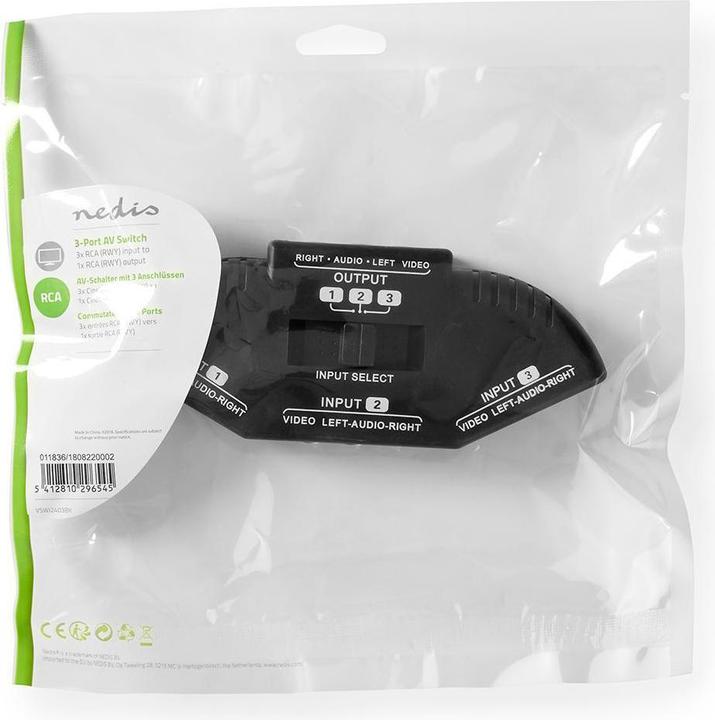Produktbild Nedis AV-Umschalter mit 3 Ports, 3 x Cinch-Eingänge (RWY).