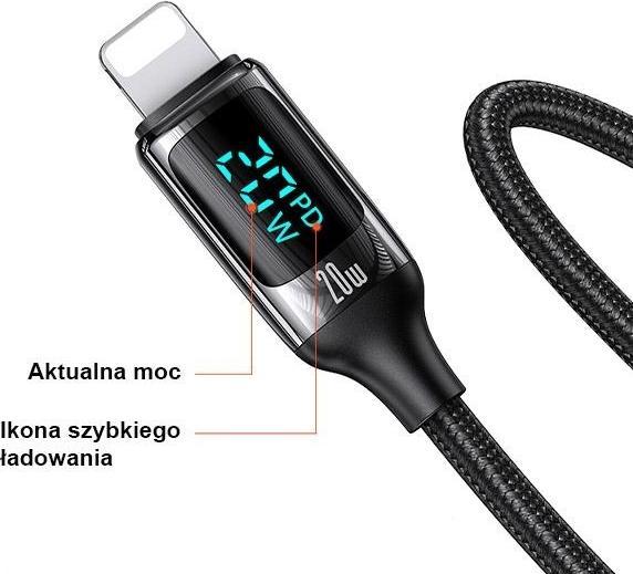 Immagine prodotto Usams Cavo pleciony U78 USB-C na Lightning LED 1,2m 20W PD Fast Charge biały/bianco SJ545USB02 (US-S (1.20 m, USB 3.2 Gen 1, 20 W)
