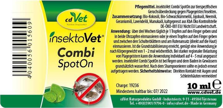 Produktbild cdVet insektoVet Combi SpotOn (Katze, Hund, 10 ml)